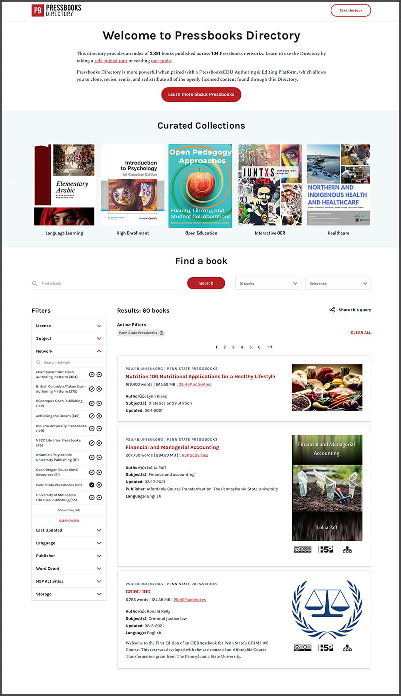 Pressbooks Directory website